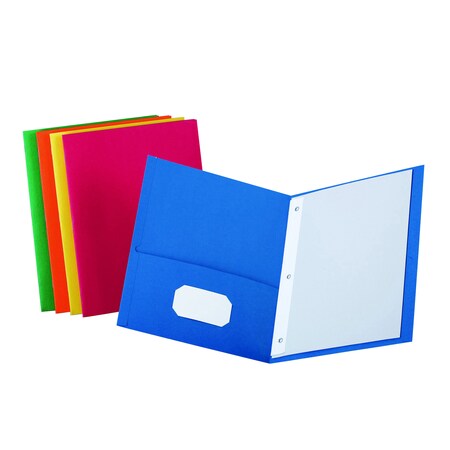 Oxford Twin Pocket Folders w/Fasteners, Assorted Colors, PK25 OXF57713